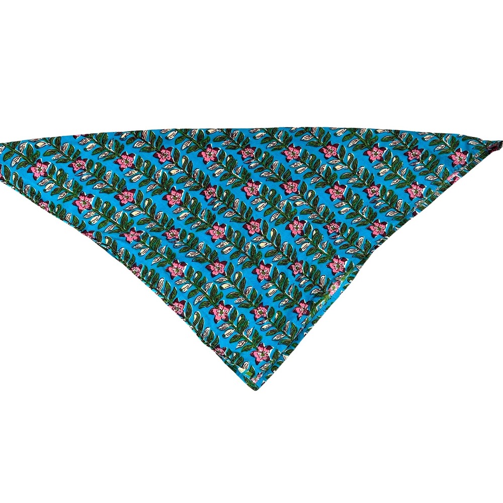 Boutique Floral Hair Bandana Blue Green Pink Cotton Square Scarf Head Wrap